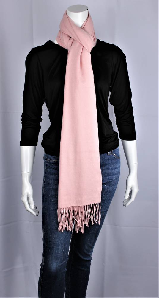 ALICE & LILY soft cotton mix scarf/shawl  w tassels pink STYLE : SC/4901PNK